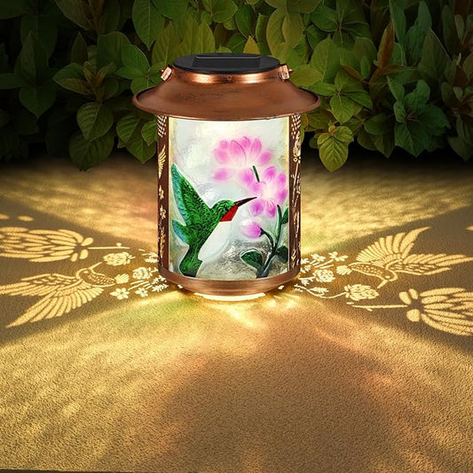 Hummingbird Solar Lanterns Outdoor Waterproof,Birthday Gifts for Women Mom Grandma Garden Decor,Hanging Solar Lights Wall Mount Decorations for Yard,Front Porch,Patio,Lawn Pathway Landscape