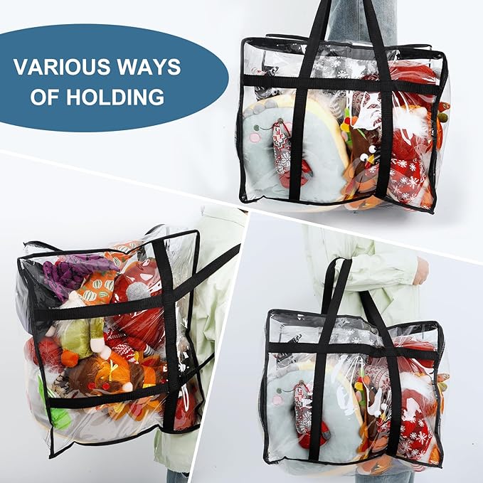 6Pack Clear Blanket Storage Bags, Vinyl Comforter Clothes Storage Closet Organizers and Storage Containers Moving Bags with Reinforced Handle for Bedding, Clothing, Comforters, Pillows, Toys,90L