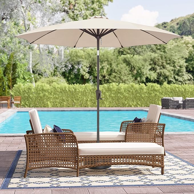 10ft Outdoor Patio Umbrella - Table Umbrella Waterprool UV Protection, Sombrillas de Patio with Push Button Tilt, Sun Umbrella for Pool, Porch, Garden, Deck, Backyard (Beige)