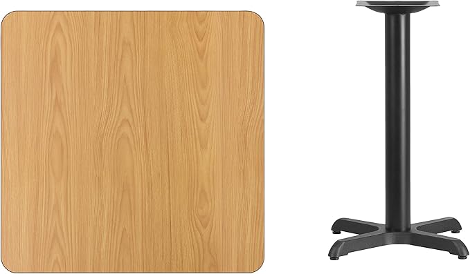Flash Furniture 30'' Square Natural Laminate Table Top with 22'' x 22'' Table Height Base