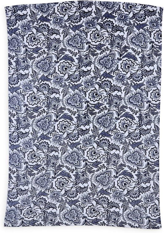 Vera Bradley Women's Oversized Fleece Plush Throw Blanket, Java Navy & White, King