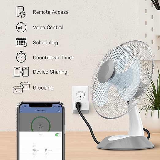 Feit Electric WiFi Compatible with Alexa and Google Home, Feit App, No hub Required, Remote Control from Anywhere 15 Amp Smart Outlet Plug, Indoor, 120 Volts, Plastic, White (Pack of 12)
