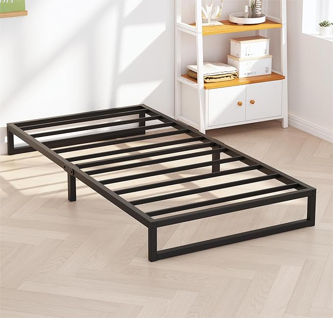5 Inch Twin Bed Frames, Metal Platform Mattress Foundation with Steel Slat Support, No Box Spring Needed, Easy Assembly, Black