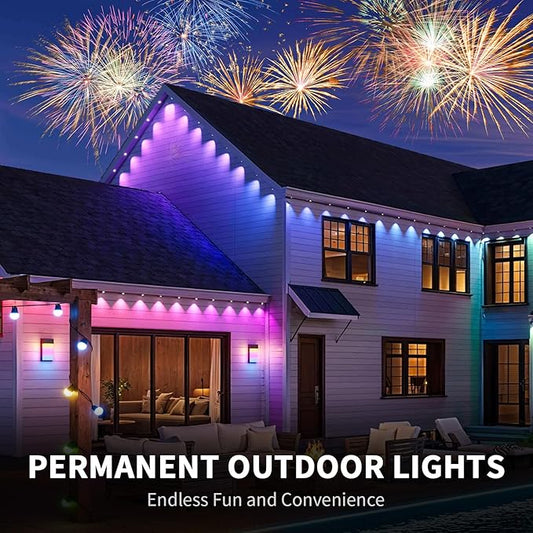 mw Permanent Outdoor Lights for House, 150ft RGB+IC Smart Outdoor Decor, 50+ Scene Modes, App/Remote Control, IP68 Waterproof, House Eave Lights for Christmas, Party Decorations