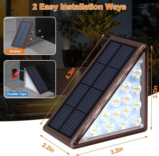Solar Step Lights for Outside Waterproof IP67, Outdoor Stair Light 2 Pack, Solar Stair Lights Outdoor LED Outdoor Step Lights Decor for Deck, Front Step, Patio, Garden Step