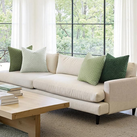 MIULEE Spring Sage Green Decorative Throw Pillow Covers for Couch Sofa Living Room Set of 4 Boho Gradient Cushion Covers Corduroy Rustic Fun Pillowcases Farmhouse Home Decor 18x18 Inch Forest Green
