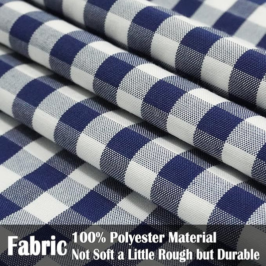 CARRIE HOME Navy Blue Plaid Outdoor Throw Pillow Covers 18x18 Set of 2 Blue and White Gingham Pillow Covers Farmhouse Decor for Bedroom and Christmas Holiday