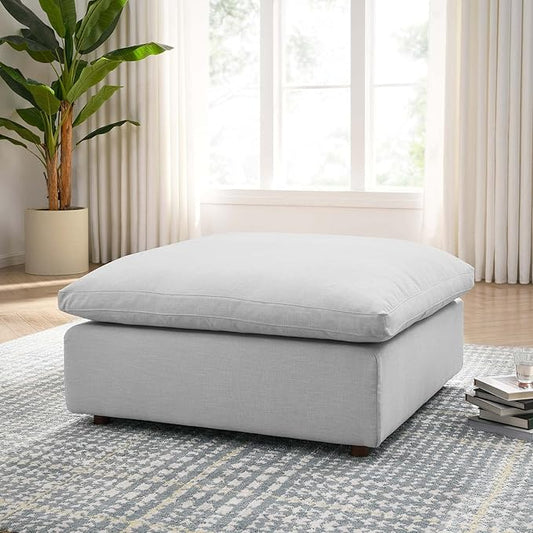 Modway Modular Sofa Commix Down-Filled Overstuffed Upholstered Sectional Sofa Ottoman in Light Gray