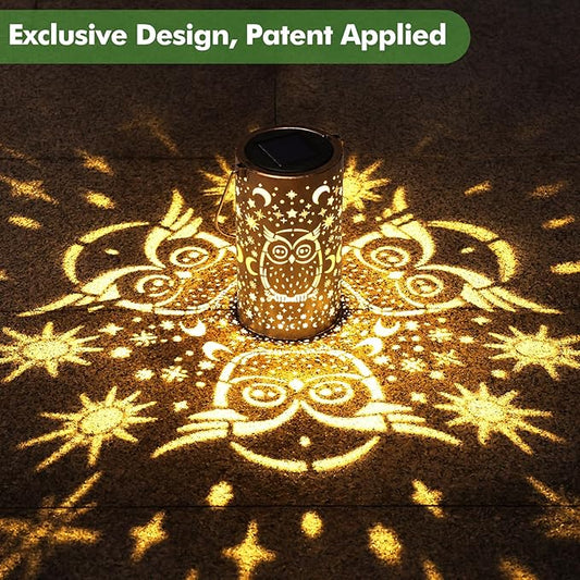 Fabuday Owl Outdoor Solar Lantern Waterproof - Hanging Solar Power Lights Led for Outside, Garden Decor for Patio, Porch, Balcony, Yard and Deck, Gardening Decorations Gifts for Women Mom Sister