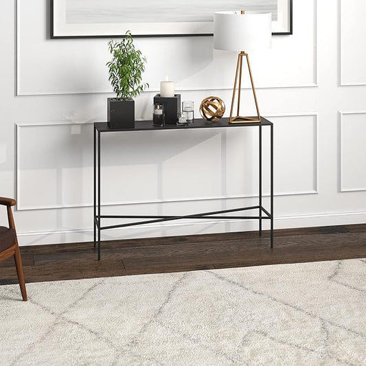 Henn&Hart 42" Metal Rectangular Console Table Entryway Table, Sofa Table for Entryway, Living Room, Couch, Hallway, or Office, Blackened Bronze