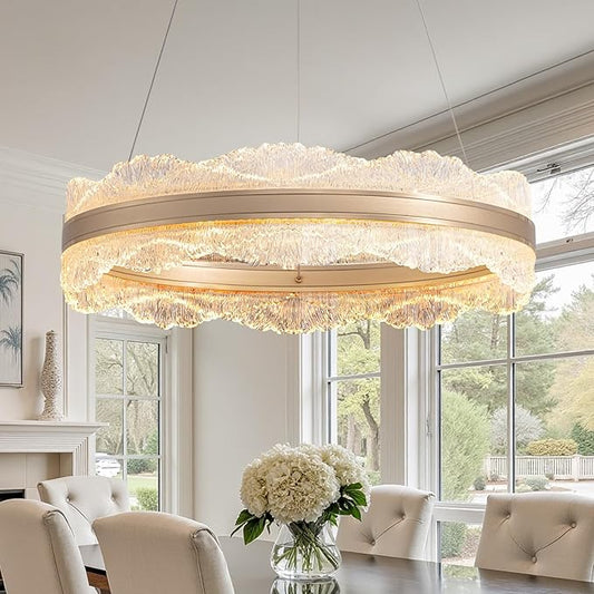 Modern LED Chandelier 19.7" Dining Room Light Fixture Gold Chandeliers for Bedroom Living Room Kitchen Island Entryway Foyer Contemporary Chandelier Modern Light Fixtures