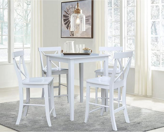 International Concepts Solid Wood Top Counter Height Dining Table, White