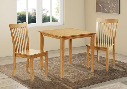 KB Designs - Natural Oak 30” Square Solid Wood Dining Room Kitchen Table
