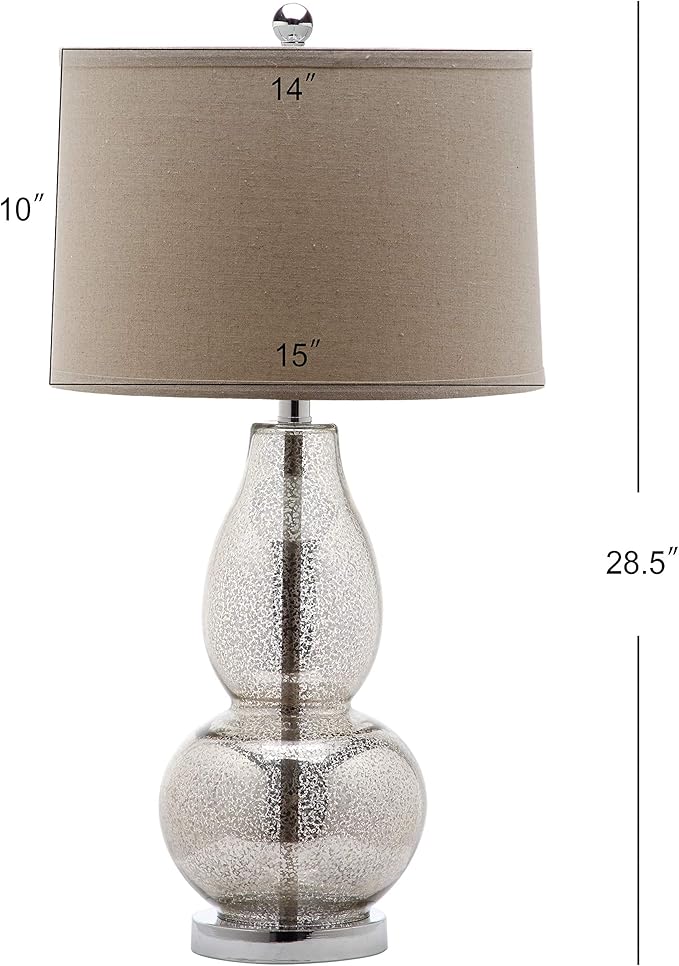 SAFAVIEH Lighting Collection Mercurio Antique Silver/ Wheat Brown Shade 29-inch Bedroom Living Room Home Office Desk Nightstand Table Lamp (LED Bulbs Included)