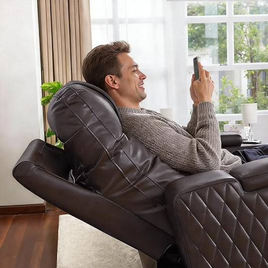 MCombo 65" Zero Gravity Oversized Power Reclining Loveseat with Adjustable Headrest for Living Room, Double Recliner Sofa with USB & Type C Port, Armrest Storage & LED Light HTS401SET