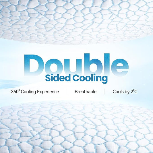 QUTOOL Cooling Pillows for Hot Sleeping, Shredded Memory Foam Pillows Standard Size Set of 1,Adjustable Soft & Firm Gel Bed Pillow for Side, Back, Stomach Sleepers