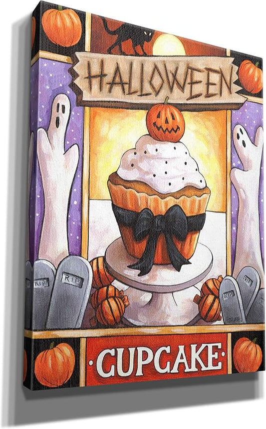 Epic Graffiti 'Halloween Cupcake' by Cathy Horvath-Buchanan Canvas Wall Art, 12" x 16"