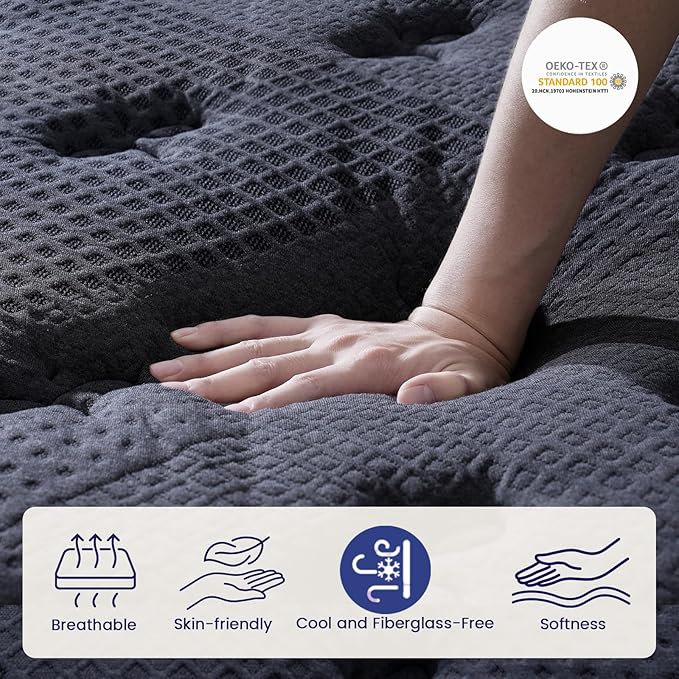 Queen Size Mattress (High-End Upgraded) Hotel-Level Luxury 14 Inch Hybrid Queen Mattress In A Box, Cooling-Gel Memory Foam & Pocket Springs, Back Pain, Extra Edge Support, 365-Night Trial, Medium Firm