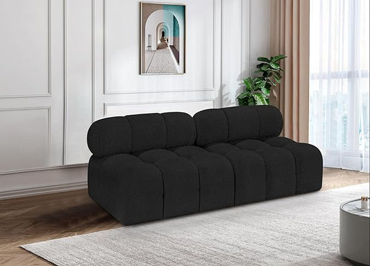 Meridian Furniture 611Black-S68B Ames Collection Modern | Contemporary Modular Sofa with Rich Black Boucle Fabric, Modular to Create Infinite Configurations, 68" W x 34" D x 28" H, Black