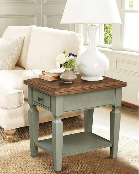 IC INTERNATIONAL CONCEPTS Vista End Table Distressed Hickory/Stone Finish