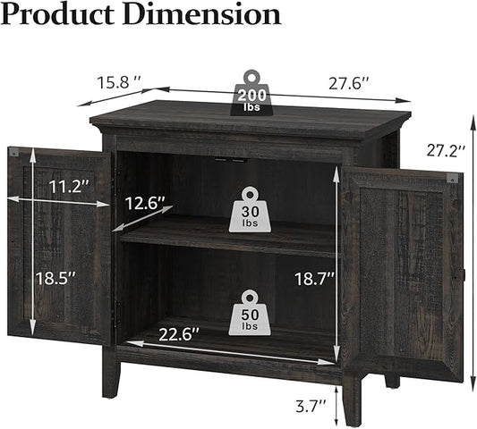 Rattan Sideboard, Kitchen Sideboard Cabinet with Adjustable Storage Shelf, Accent Buffet Cabinet with Rattan Doors, Wood Cabinet Organizer for Dining Room, Hallway, Living Room, Coffee