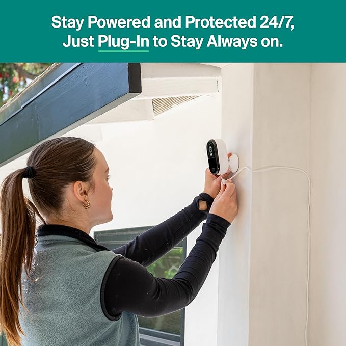 Security Camera Outdoor Wired 2-Pack - Arlo Essential 2K Surveillance Camera with Person Detection, Package Alert, Color Night Vision, 2-Way Audio, Weather Resistant, Motion Detection