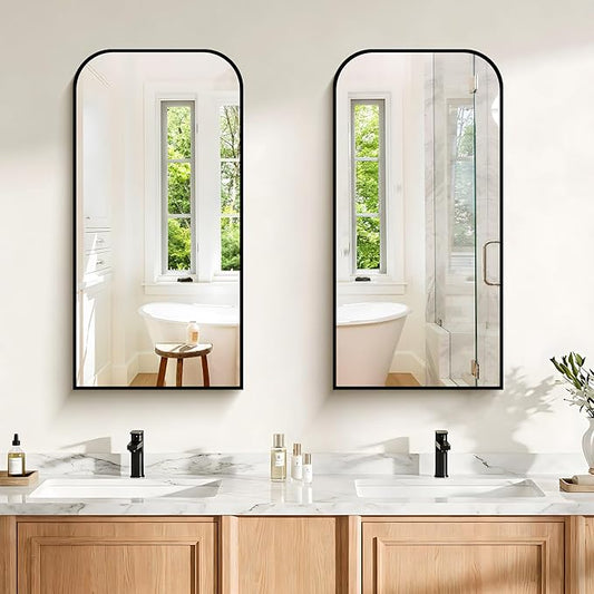 Bathroom Mirror, 18x36 inch Black Rectangle Wall Mounted Mirror with Thin Frame, Bathroom Vanity Mirrors for Over Sink, Entryway, Living Room, Bedroom