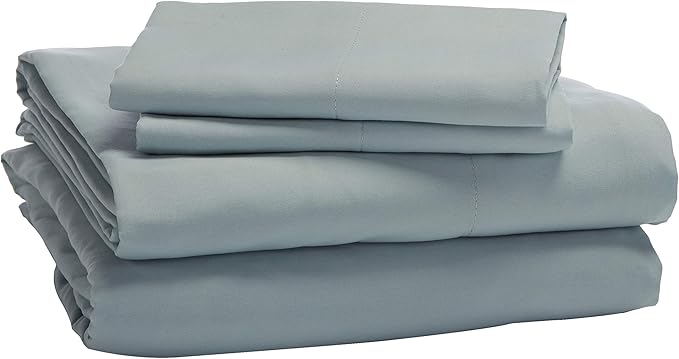 Amazon Basics 10-Piece Bed-in-a-Bag Comforter Set, Soft, Lightweight Microfiber, Full/Queen, Sea Foam Medallion