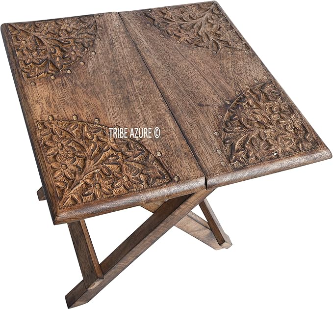 Tribe Azure Fair Trade Small Altar Table, Meditation Altar, Puja, Wood Wiccan Altar Table Buddhist, Tea Japanese, Small Low Side Table Dragon (Folding Small Floral)