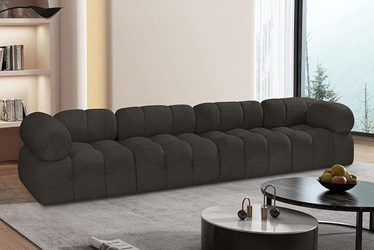 Meridian Furniture 611Brown-S136A Ames Collection Modern | Contemporary Modular Sofa with Rich Brown Boucle Fabric, Modular to Create Infinite Configurations, 136" W x 34" D x 28" H, Brown