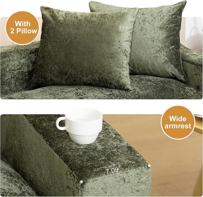 61" Convertible Sofa Bed Loveseat, Memory Foam Boneless Floor Couch with Removable Plush Velvet Cover, Tri-folding Compact Full-size Sleeper for Small Living Room, Playroom, Guest Room, RV (Emerald) | Convertible Sofa Bed, Premium Memory Foam, Ergonomi...
