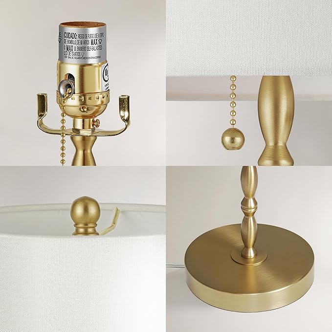 Buffet Lamps Set of 2, 28.5" Tall Brass Finish Lamps for Entryway, Hallway, Console Table, Dining Sideboard or Living Room, UL Certified with Pull Chain, Linen Shade, Urban Luxury Style