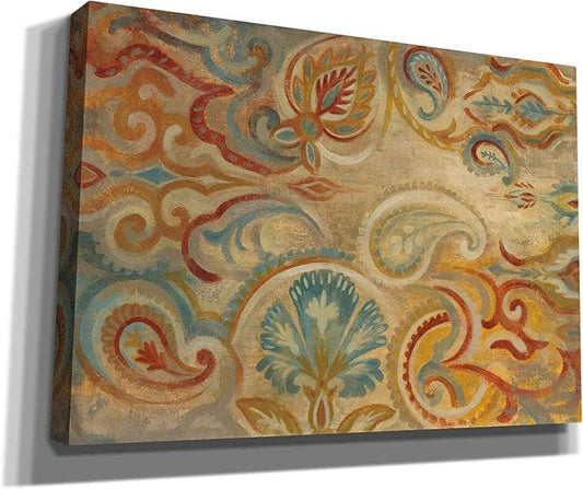 Epic Graffiti 'Antique Paisley' by Silvia Vassileva, Canvas Wall Art, 26"x18"