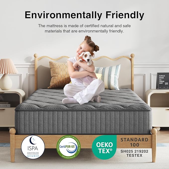 Novilla 6 Inch Queen Hybrid Mattress with Gel Memory Foam & Bonnell Coil for Cooling Night Relief & Comfortable Rest Mattresses in a Box CertiPUR-US Certified