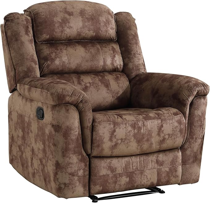 EBELLO Manual Recliner Chair, Soft Fabric Recliner Sofa with Overstuffed Armrest and Backrest for Living Room, Bedroom, Brown