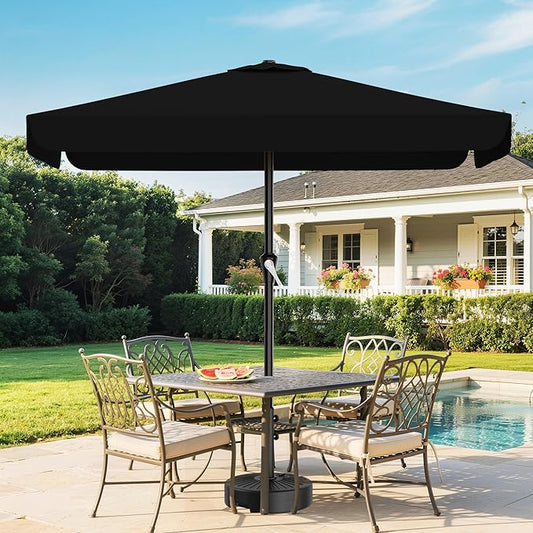 AreShark 8 X 10 FT Large Rectangular Patio Umbrella with Valance, Outdoor Table Market Umbrella w/Crank & 8 Ribs, Rectangle Outdoor Umbrellas for Garden, Deck, Yard and Poolside, Black