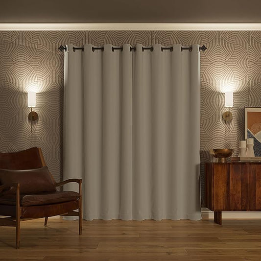 Sun Zero Nordic Theater Grade Extreme 100% Blackout Grommet Curtain Single Panel, 52" x 120", Pearl