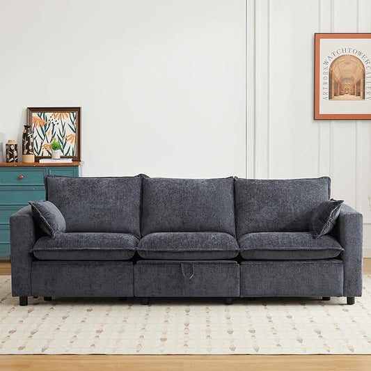 GUEAPY Power Reclining Sofa Set with USB & Type-C Ports, 2 Piece Chenille Upholstered Recliner Couch Set for Living Room, Adjustable Backrest & Footrest, Removable Headrests, Wall Hugger Design