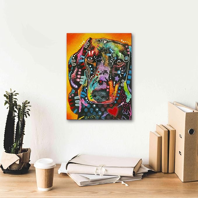 Epic Graffiti 'Brilliant Dachshund' by Dean Russo, Canvas Wall Art, 12"x16"