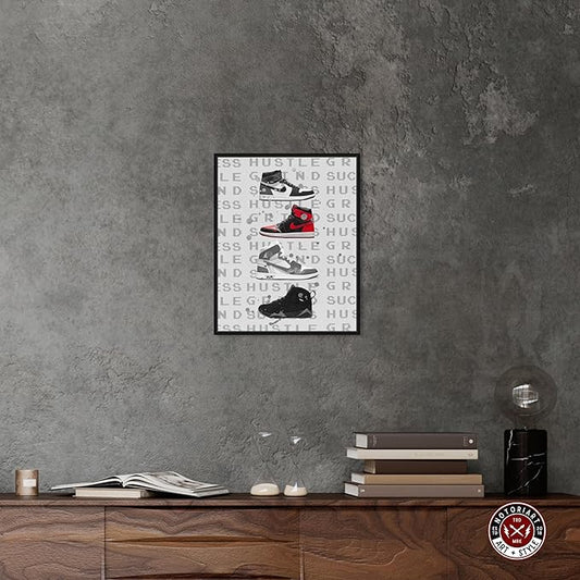 Hype Sneakers Framed Sneaker 1 Piece Canvas Wall Art, 17" x 21", Black Frame