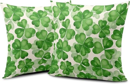 Saint Patricks Day Pillow Covers 24x24 Green Clover Pillow Case Set of 2 Lucky Charm Throw Pillow Covers St Patricks Cotton Blend Cushion Case for Living Room Sofa Couch