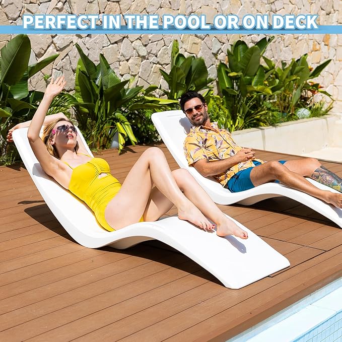 in Pool Lounge Chairs,Pool Lounger for Sun Shelf,Waterproof Patio Furniture with Weather-Resistant Design,Beach & Shallow Water Relaxation,1PC