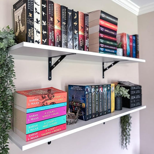 Kaboon 36 inch Long 10 inch Deep Floating Shelves for Wall Set of 2, Large Open Shelves Wall Mounted, Space Saving Home and Commercial Use, White