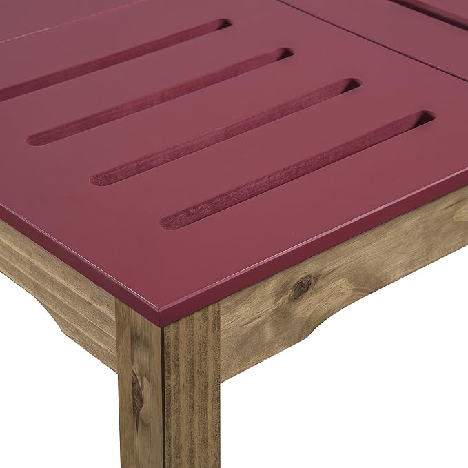 Manhattan Comfort Stillwell 47" Solid Pine Wood Dining Table for 6, Mid-Century Modern Kitchen Furniture with Stylish Painted Top, Perfect for Small Spaces, , Red