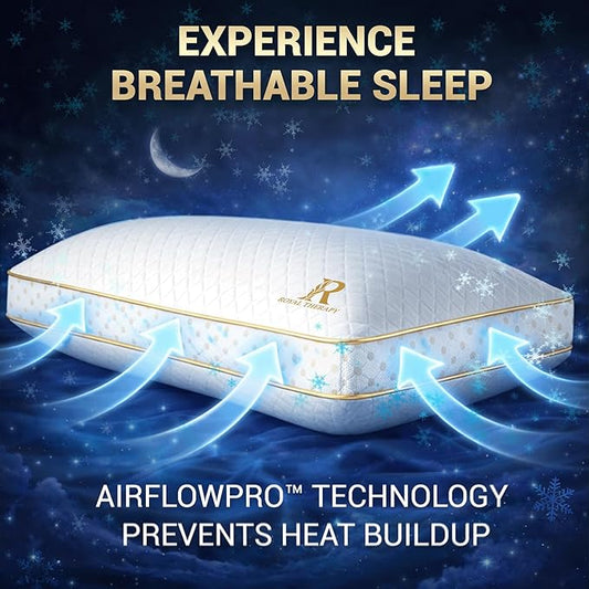 Royal Therapy King Memory Foam Pillow, Adjustable Shredded Odor-Free Pillow for Neck & Shoulder Pain Relief, Support for Back, Stomach, Side Sleepers, AirFlowPRO