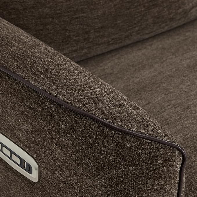 MCombo 60" Wall Hugger Power Loveseat Recliner Sofa with Adjustable Headrest, RV Reclining Loveseat with USB and Type C Charge Ports for Living Room 6924 (Brown, Loveseat)