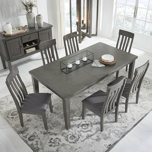 Signature Design by Ashley Hallanden Modern Farmhouse Rectangular Dining Room Butterfly Extension Table with Self-Storing Leaf, Seats Up to 6, Wood, Dark Gray