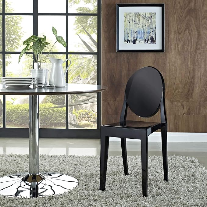 Modway Casper Modern Acrylic Stacking Kitchen and Dining Room Chair in Black - Fully Assembled