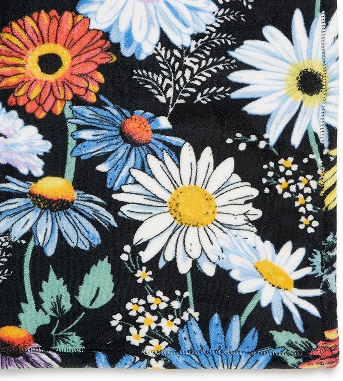 Oversized Fleece Plush Throw Blanket, Daisies, Twin/Twin XL