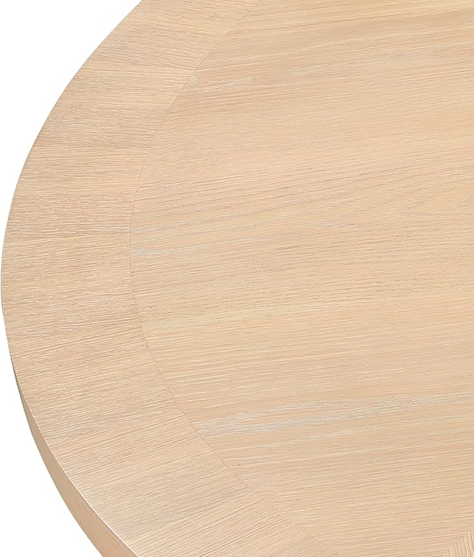 Meridian Furniture 730Oak-T Belinda Collection Modern | Contemporary Dining Table with Solid Wood Base, Natural Finish Oak Wood Veneer, Round Top, Fluted Base, 60" W x 60" D x 30" H, Natural
